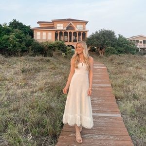 Express White Midi Fringe Dress